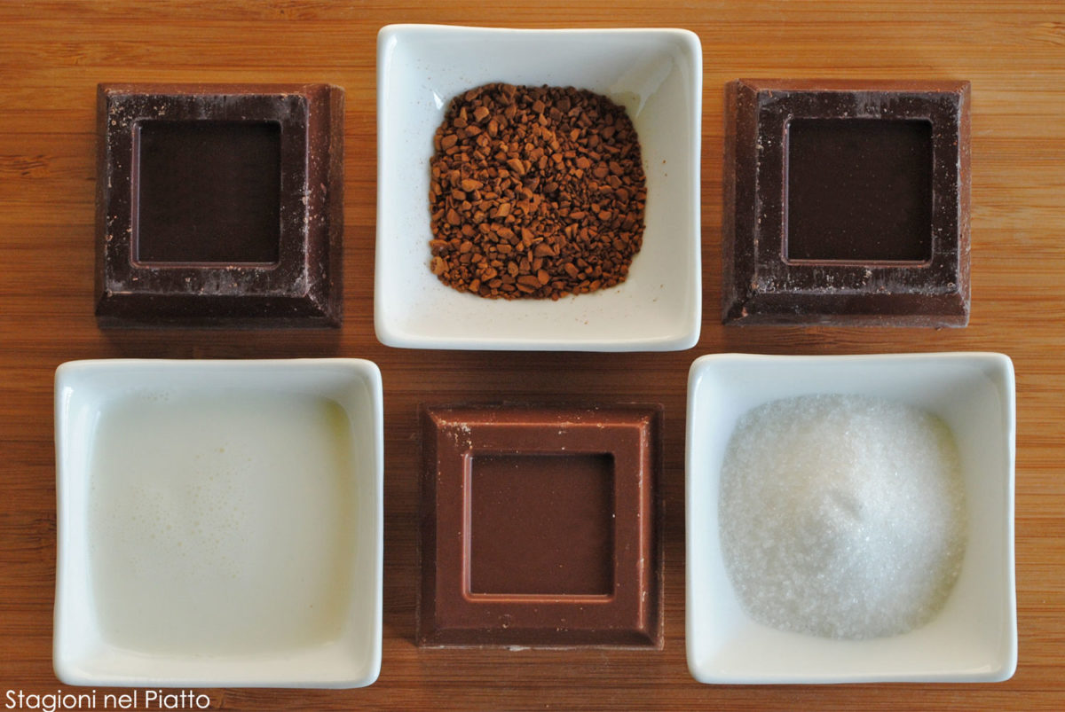 Ingredienti mousse al cioccolato e caffè